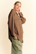 Davi & Dani Waffle-Knit Button Down Shirt - Hovatok