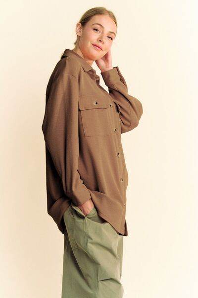 Davi & Dani Waffle-Knit Button Down Shirt - Hovatok