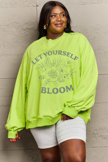 Simply Love Simply Love Full Size LET YOURSELF BLOOM Graphic Sweatshirt - Hovatok