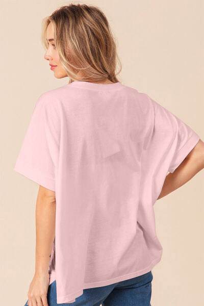 BiBi Sequin Bow Patch Short Sleeve T-Shirt - Hovatok