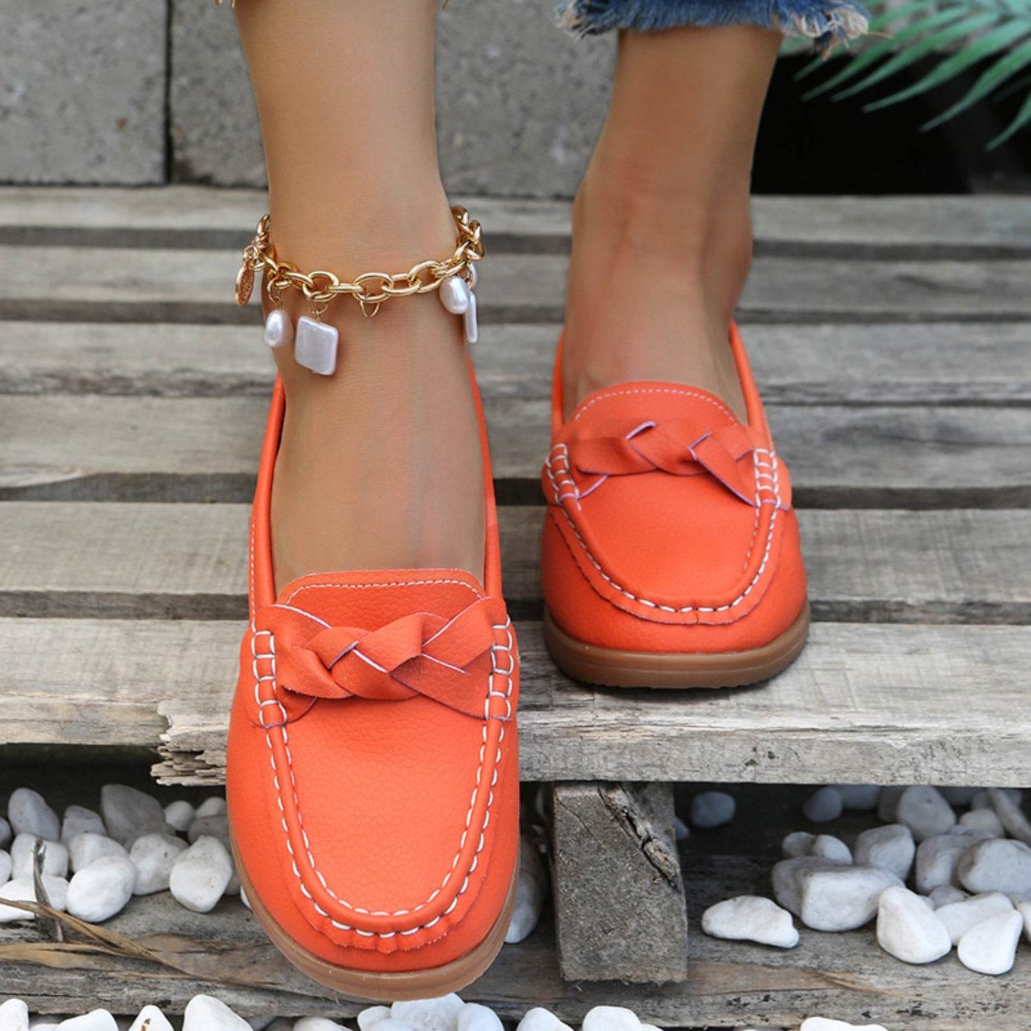 Weave Wedge Heeled Loafers - Hovatok