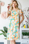 Heimish Full Size Ruffled Short Sleeve Floral Mini Dress Plus Size - Hovatok