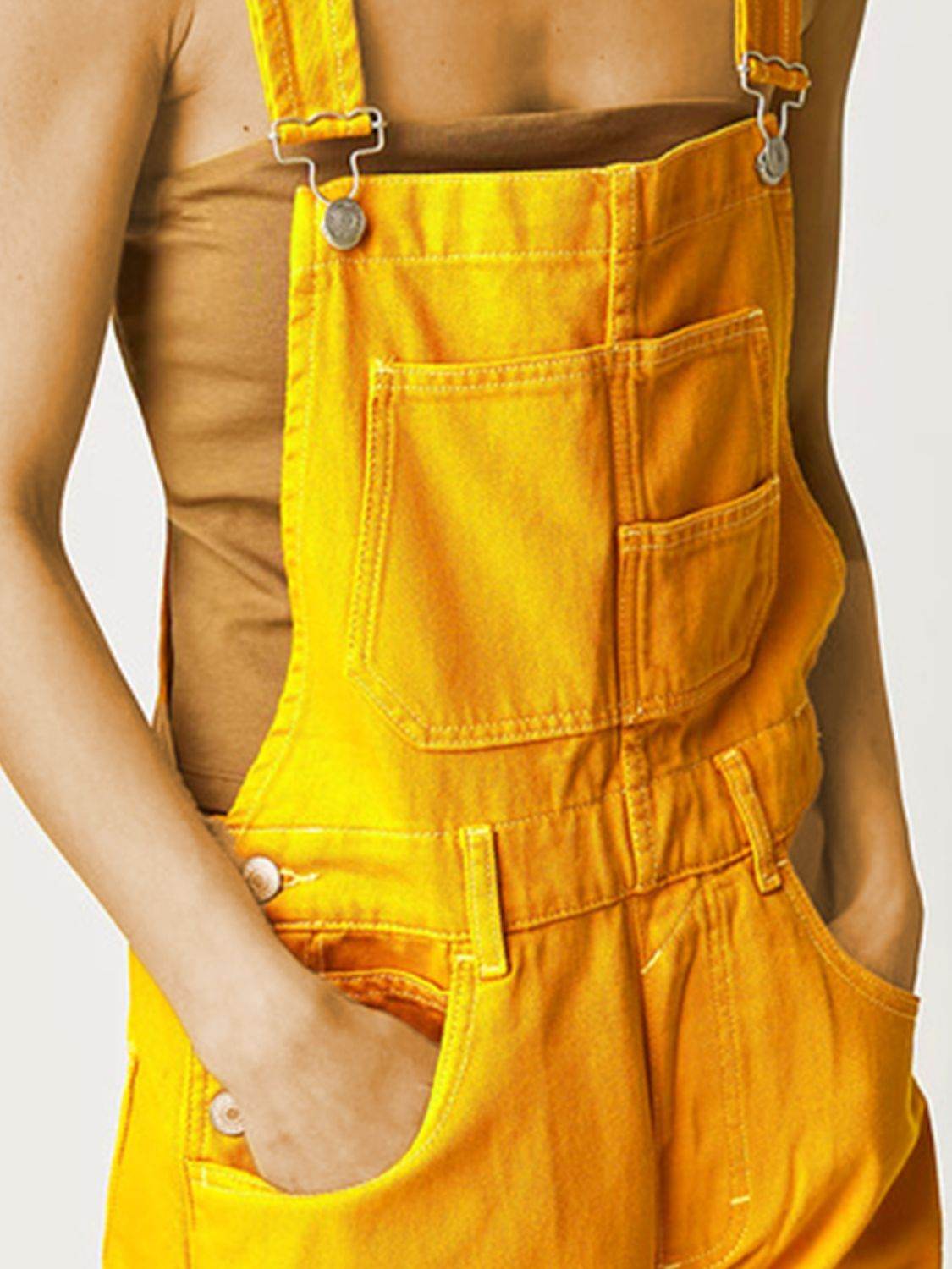 Square Neck Wide Strap Denim Overalls - Hovatok