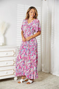 Double Take Multicolored V-Neck Maxi Dress - Hovatok