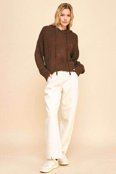 Davi & Dani Drop Shoulder Long Sleeve Hooded Sweater - Hovatok