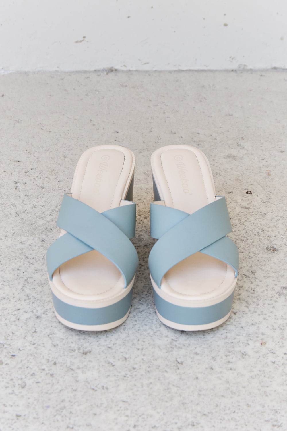 Weeboo Cherish The Moments Contrast Platform Sandals in Misty Blue - Hovatok