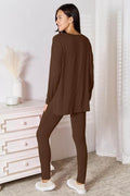 Basic Bae Full Size V-Neck Soft Rayon Long Sleeve Top and Pants Lounge Set - Hovatok