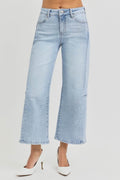 RISEN Full Size High Rise Seamed Detail Wide Leg Crop Jeans - Hovatok
