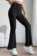 Basic Bae Full Size Ribbed High Waist Flare Pants - Hovatok