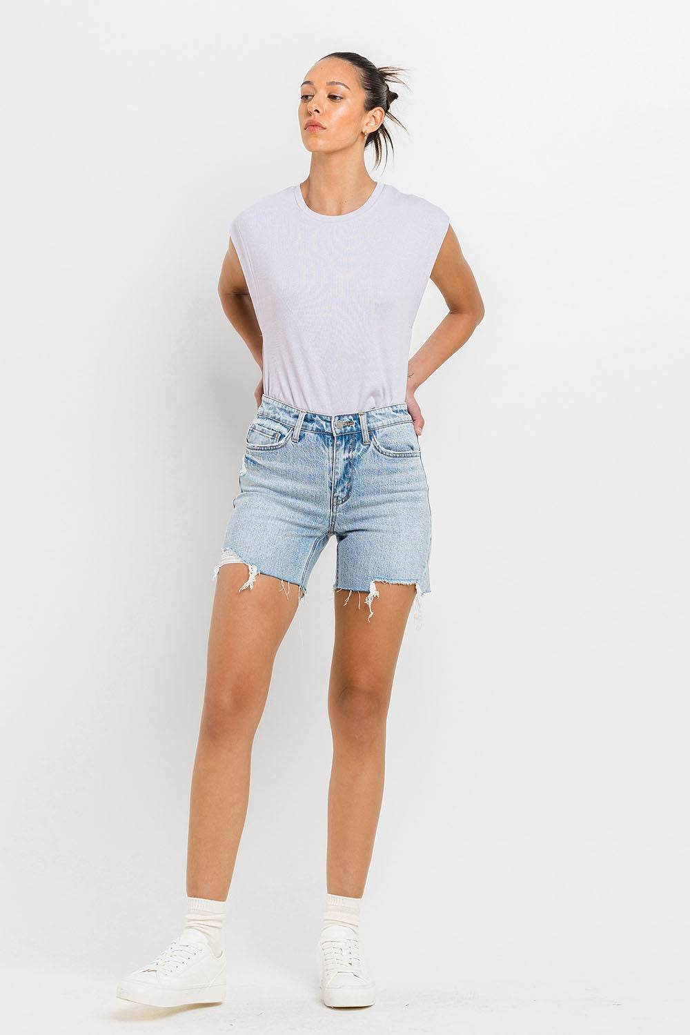 Vervet by Flying Monkey High Rise Denim Shorts - Hovatok