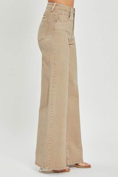 RISEN Full Size Tummy Control High Rise Wide Leg Jeans Plus Size - Hovatok