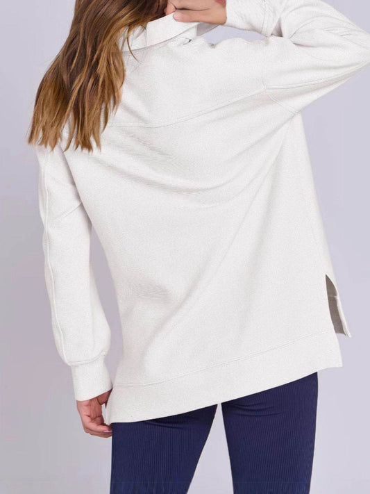 ฺHigh-Low Quarter Zip Long Sleeve Sweatshirt - Hovatok