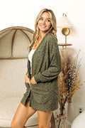 BiBi Checkered Long Sleeve Open Front Cardigan - Hovatok