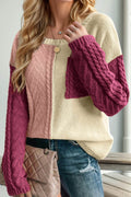 Double Take Full Size Color Block Drop Shoulder Sweater - Hovatok