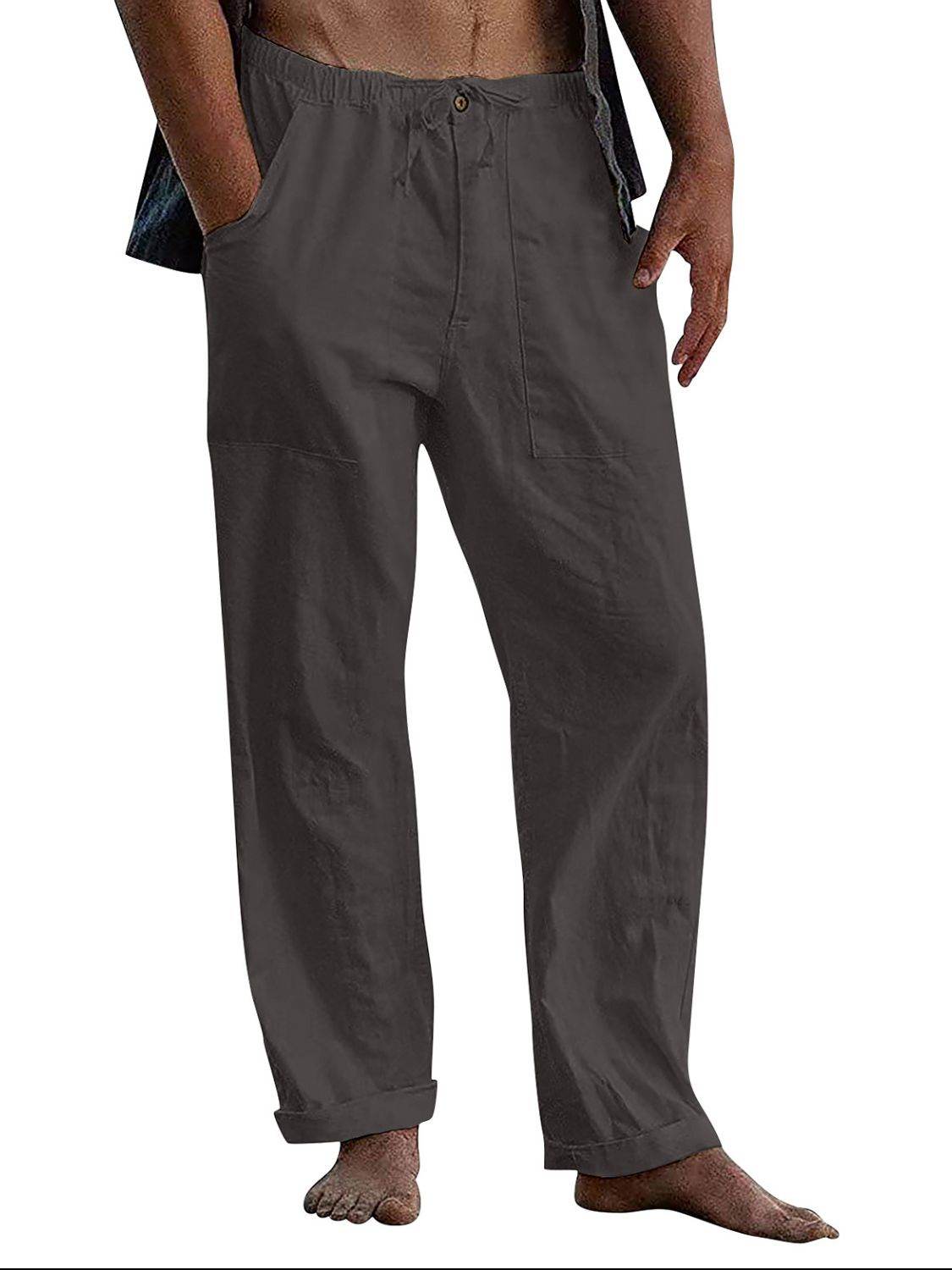 Men's Full Size Drawstring Straight Leg Pants Plus Size - Hovatok