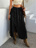 Devine Slit Drawstring Ruffled Skirt - Hovatok