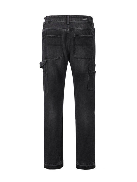 Men's Full Size Washed Straight Leg Jeans Plus Size - Hovatok