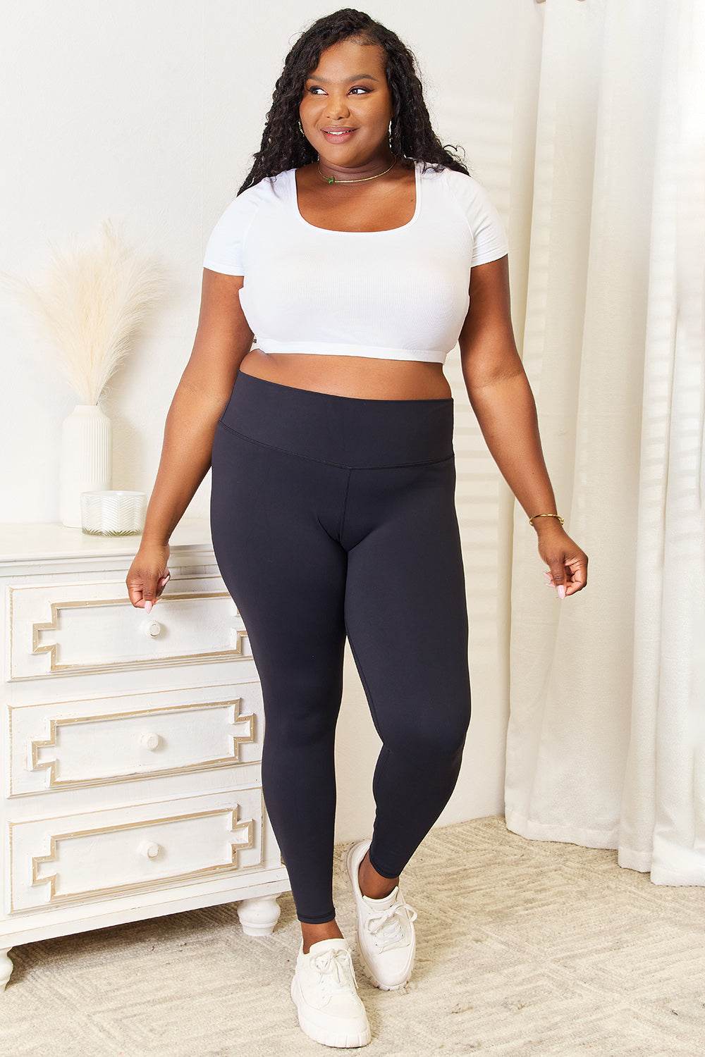 Double Take Wide Waistband Sports Leggings - Hovatok
