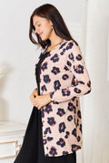 Double Take Printed Button Front Longline Cardigan - Hovatok
