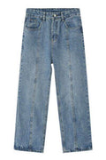 Men's Washed Splicing Straight Leg Jeans - Hovatok