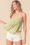 BiBi Fringed Hem Smocked Cami - Hovatok