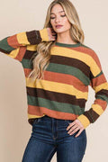 BOMBOM Multi-Color Striped Knit Top - Hovatok