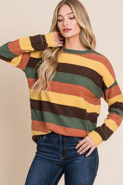BOMBOM Multi-Color Striped Knit Top - Hovatok