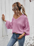 Angel Wings V-Neck Dropped Shoulder Sweater - Hovatok