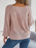 Openwork Buttoned Square Neck Sweater - Hovatok