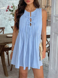 Devine Pleated Sleeveless Mini Dress - Hovatok