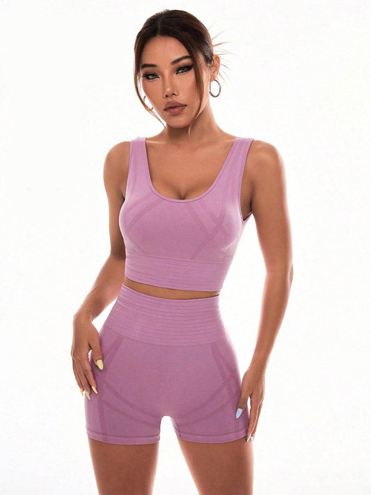 Scoop Neck Wide Strap Top and Shorts Active Set - Hovatok