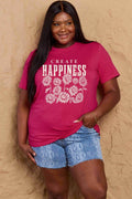 Simply Love Full Size CREATE HAPPINESS Graphic Cotton T-Shirt - Hovatok
