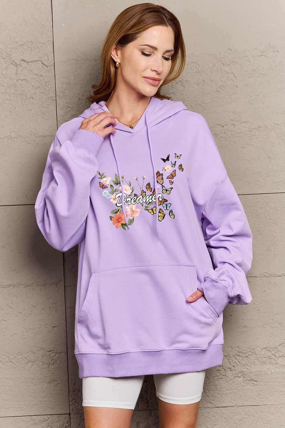 Simply Love Simply Love Full Size Dropped Shoulder DREAMER Graphic Hoodie - Hovatok