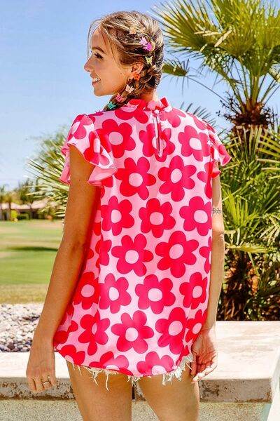 BiBi Floral Contrast Ruffled Top - Hovatok