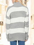 Striped Turtleneck Long Sleeve Sweater - Hovatok