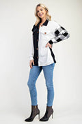 Celeste Full Size Plaid Contrast Button Up Shacket - Hovatok