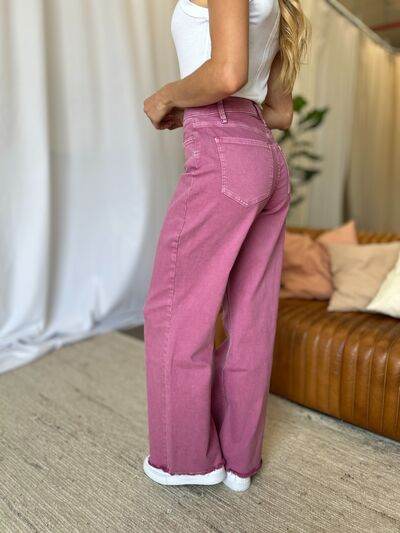 RFM Full Size High Rise Garment Dye Wide Leg Jeans - Hovatok