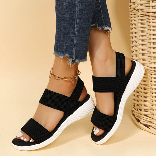 Rubber Open Toe Low Heel Sandals - Hovatok