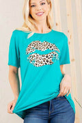 Heimish Full Size Leopard Lip Round Neck Short Sleeve T-Shirt Plus Size - Hovatok