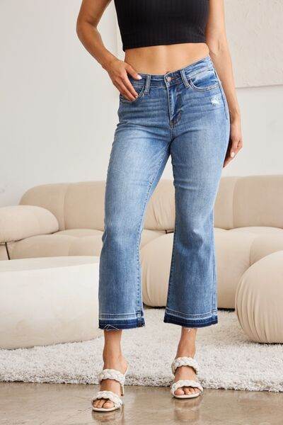 Judy Blue Full Size Release Hem Cropped Bootcut Jeans - Hovatok