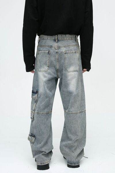 Wide Leg Jeans with Cargo Pockets - Hovatok