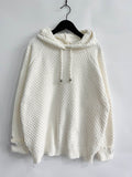 Drawstring Long Sleeve Hooded Sweater - Hovatok
