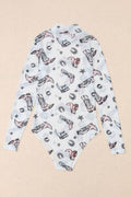Printed Mock Neck Long Sleeve Bodysuit - Hovatok