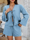Devine Double Tied V-Neck Top and Shorts Set - Hovatok