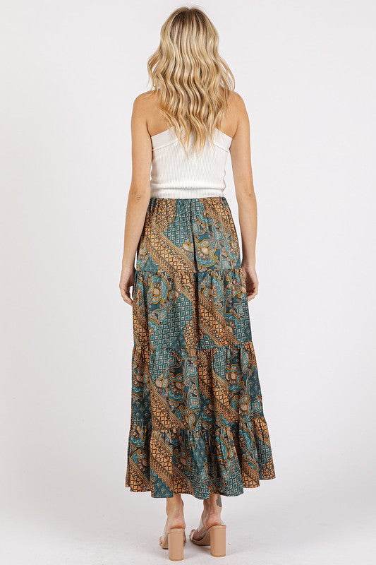 Mittoshop Paisley Patchwork Print Satin Maxi Skirt - Hovatok