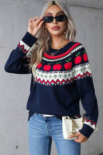 Angel Wings Graphic Round Neck Long Sleeve Sweater - Hovatok