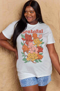 Simply Love Full Size GRATEFUL Flower Graphic Cotton T-Shirt - Hovatok