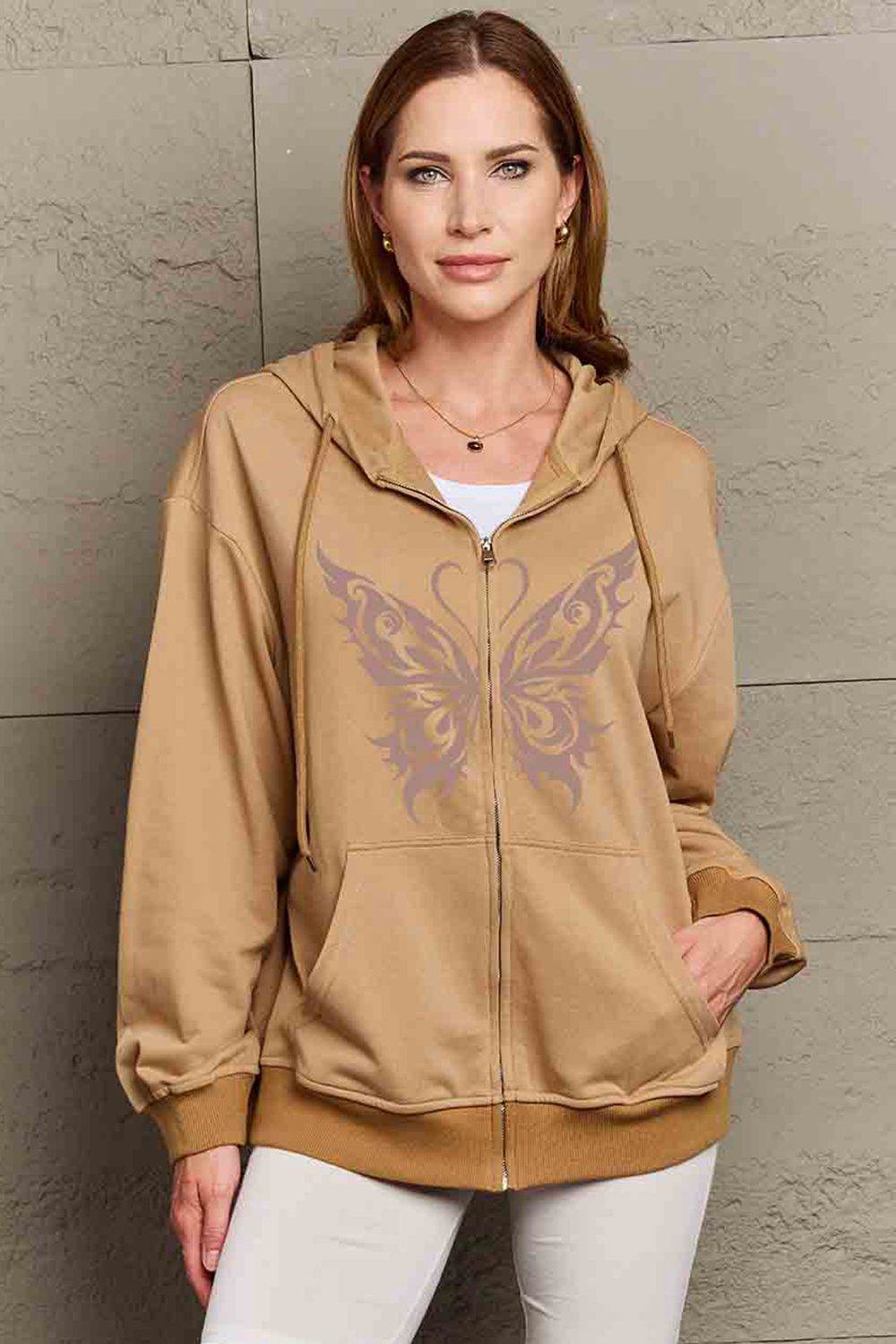 Simply Love Full Size Butterfly Graphic Hoodie - Hovatok
