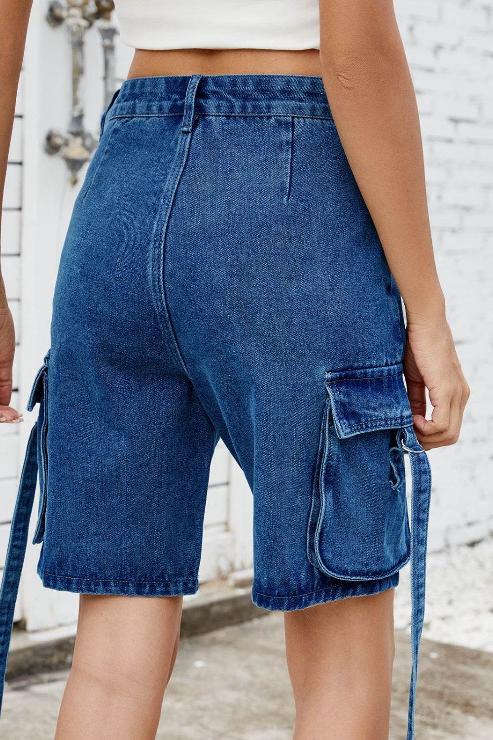 Washed Cargo Denim Shorts - Hovatok