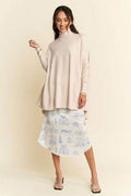 Davi & Dani High-Low Turtleneck Long Sleeve Knit Top - Hovatok